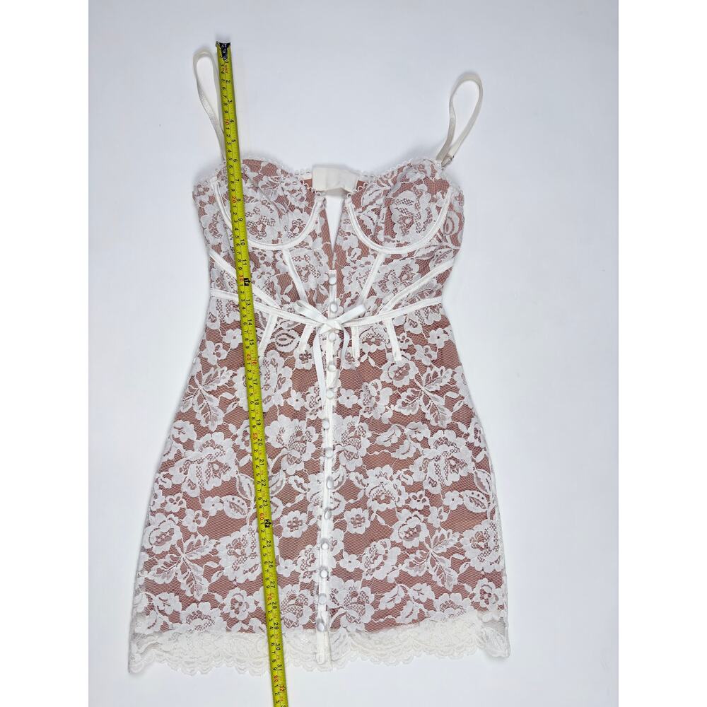For Love & Lemons Ivory Lace Corset Mini Dress Nude Lining Romantic Bridal New - Picture 11 of 16